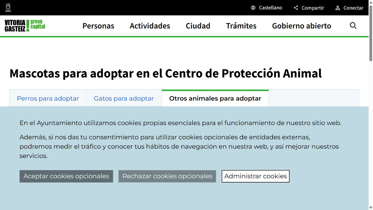 Listado municipal de perros del Centro de Protección Animal de Vitoria-Gasteiz